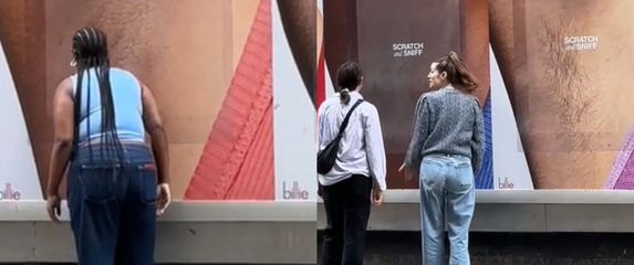 Prolaznici ispred neobičnog plakata
