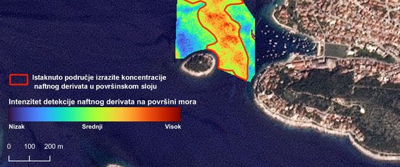 Satelitska detekcija istjecanja nafte u more kod Hvara