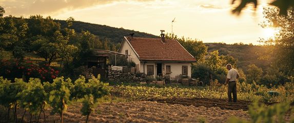 Čovjek u vrtu, ilustracija, AI