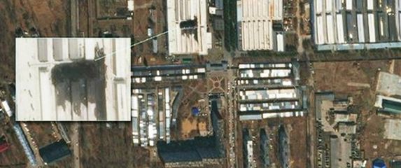 Satelitska snimka posljedica požera na pgonu za proizvodnju kompozita za ruski borbeni zrakoplov Su-57