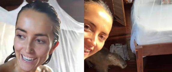 Gentry Hale u susretu s divljom kapibarom