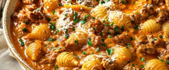Tjestenina u umaku od mljevenog mesa