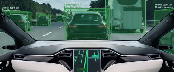 Autonomno vozilo na cesti, ilustracija