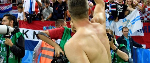 Hrvatski navijači na utakmici Hrvatske i Engleske u Rusiji