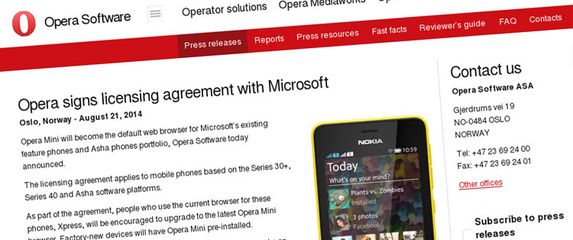 Opera Mini stiže na jeftine mobitele zahvaljujući Microsoftu