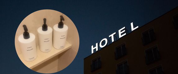 slika hotela i pumpice za sapun