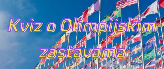 Zastave svijeta i natpis kviz o Olimpijskim zastavama