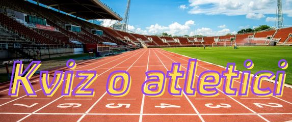 Atletska staza i stadion uz natpis Kviz o atletici