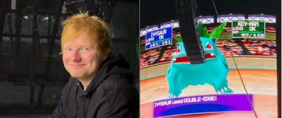 Pjevač Ed Sheeran na stadionu igra igrice