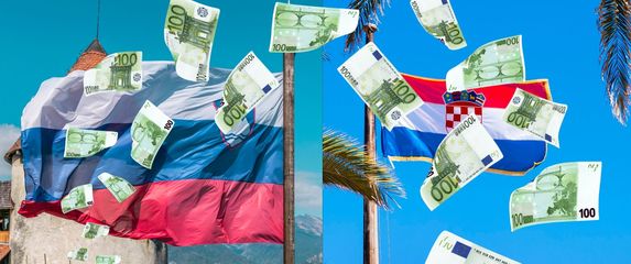 Hrvatska i slovenska zastava i novac