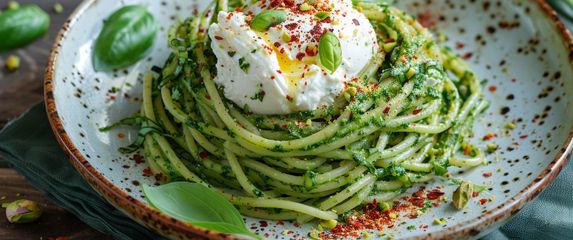 Tjestenina s bosiljkom, burratom i pistacijama/Ilustracija