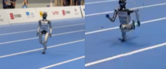 Humanoidni robot kako trči i pada