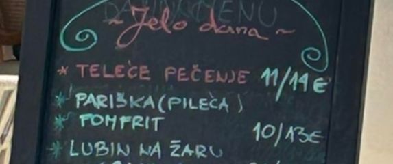 Pogreška na tabli ispred restorana