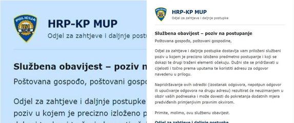Lažna poruka MUP-a