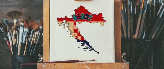 Umjetničko platno i karta Hrvatske
