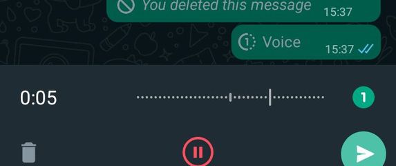 Primjer nestajuće glasovne poruke na WhatsAppu