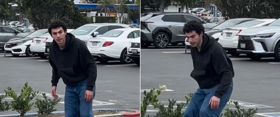 Skateboarder Guy Azulay koji je dvojnik Lugija Mangionea kako izvodi trikovi