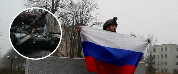 Ukrajinski tenk i ruski vojnik