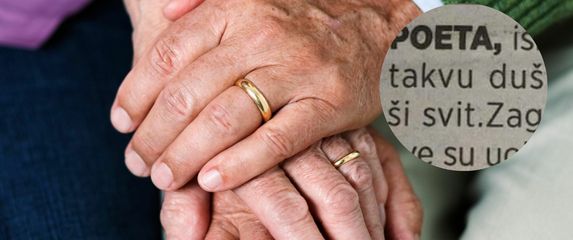 Stariji par i oglas za traženje partnerice u novinama