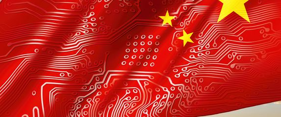 Kineska zastava s uzorkom elktroničkog strujnog kruga