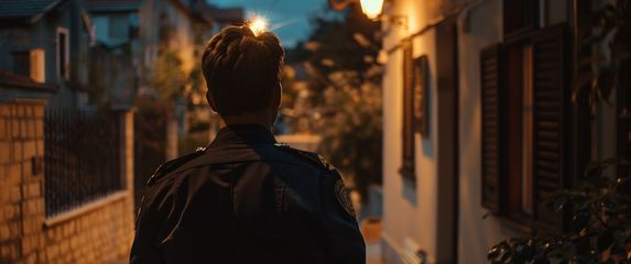 Lažni policajac na vratima, AI ilustracija