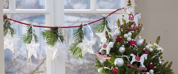 Bijelo cvijeće u božićnim dekoracijama