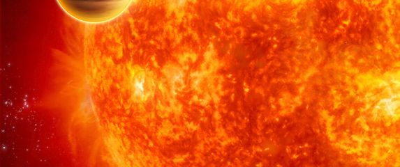 Planet u vrlo bliskoj orbiti oko zvijezde.ilustracija