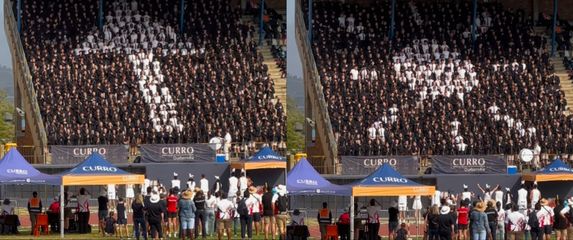 Usklađena koreografija na tribini sportskog stadiona