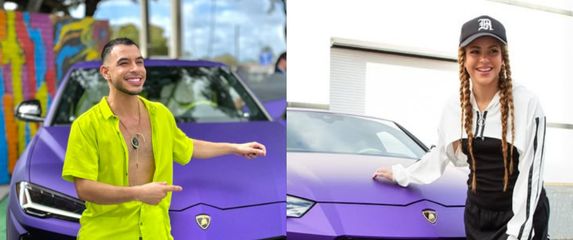 Pjevačica Shakira i osvajač njezinog ljubičastog Lamborghinija