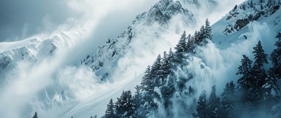 Lavina na planini, AI ilustracija