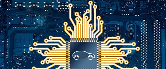 SImbol automobila na čipu, ilustracija