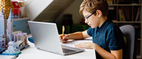 Dječak za laptopom, ilustracija