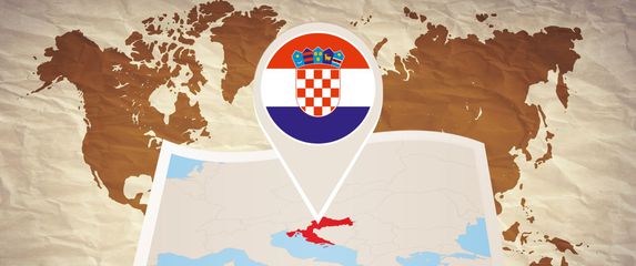 karta svijeta s kartom na kojoj je označena hrvatska