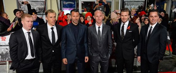 Paul Scholes, Phil Neville, Ryan Giggs, Nicky Butt, David Beckham i Gary Neville