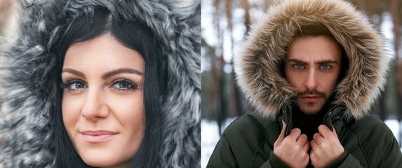 Muškarac i žena s kapuljačom s krznom