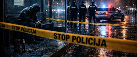 Nasilje na tramvajskoj stanici, ilustracija, AI