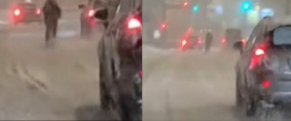 Muškarac koji skija kroz Sarajevo