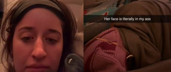 Vožnja avionom i suputnica koja leži na dva mjesta