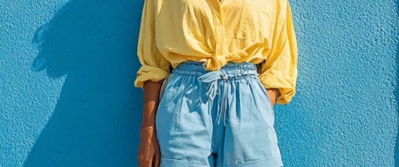 Ležerna kombinacija s plavom i žutom bojom