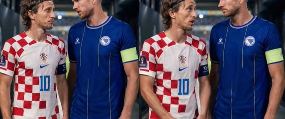 Luka Modrić i Edin Džeko kako razgovaraju