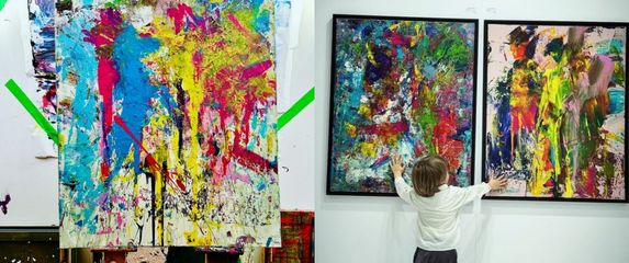 Dječak umjetnik i njegova djela u galeriji