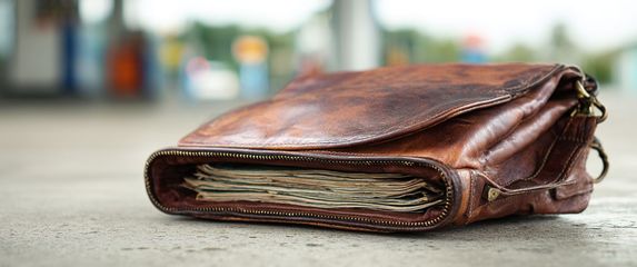 Torba s novcem, ilustracija (AI)