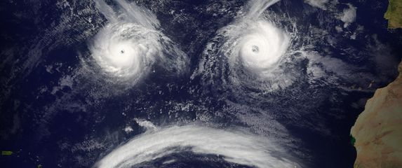 Olujni oblaci u obliku ljutitog lica, ilustracija