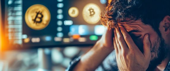 Čovjek koji je izgubio novac na kriptovalutama, ilustracija, AI