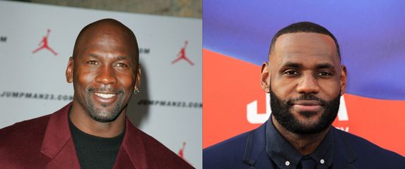 NBA košarkaši i legende Michael Jordan i LeBron James