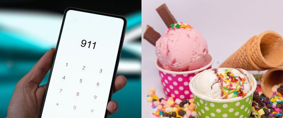 Mobitel s odabranim pozivom za 911 i sladoled