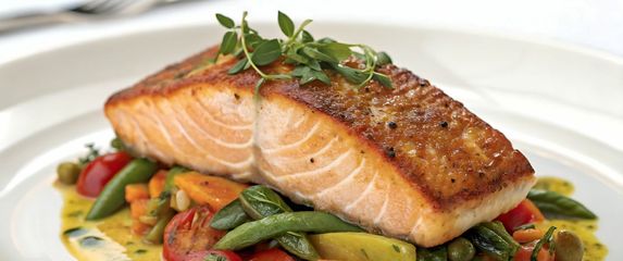 Losos s povrćem i mentom