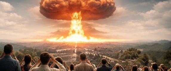 Nuklearna eksplozija i ljudi koji gledaju
