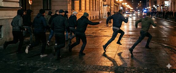 Napad na konzula, ilustracija, AI