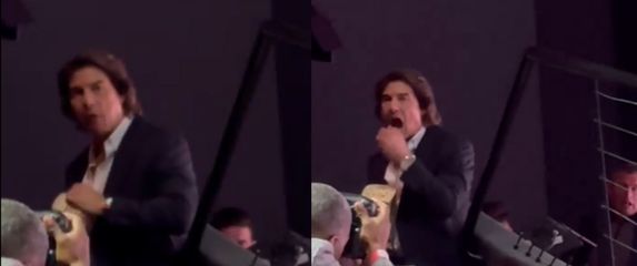 Glumac Tom Cruise kako jede kokice na premjeri filma